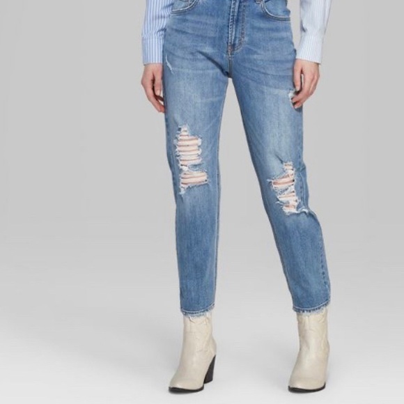 wild fable Denim - Wild Fable Distressed High Rise Mom Jeans